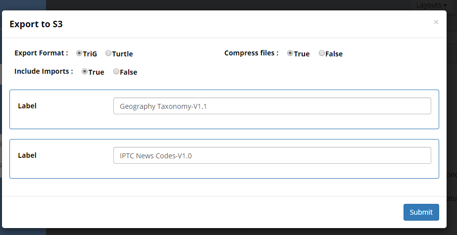 TopBraid EDG Export to S3 Form