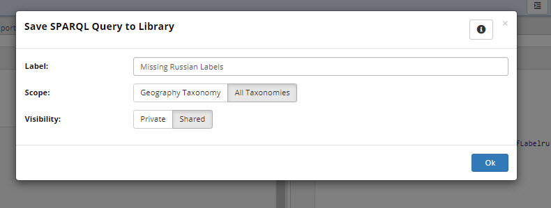 TopBraid EDG Save SPARQL Query to Library Dialog