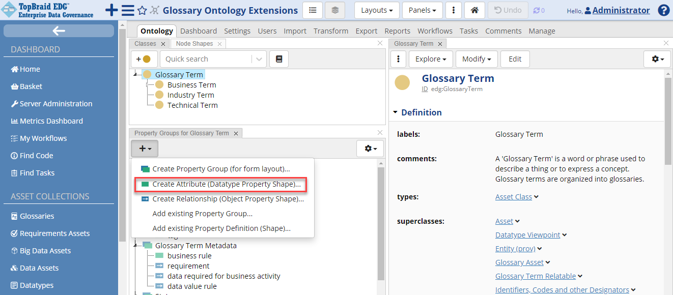 TopBraid EDG Glossary - Create Attribute