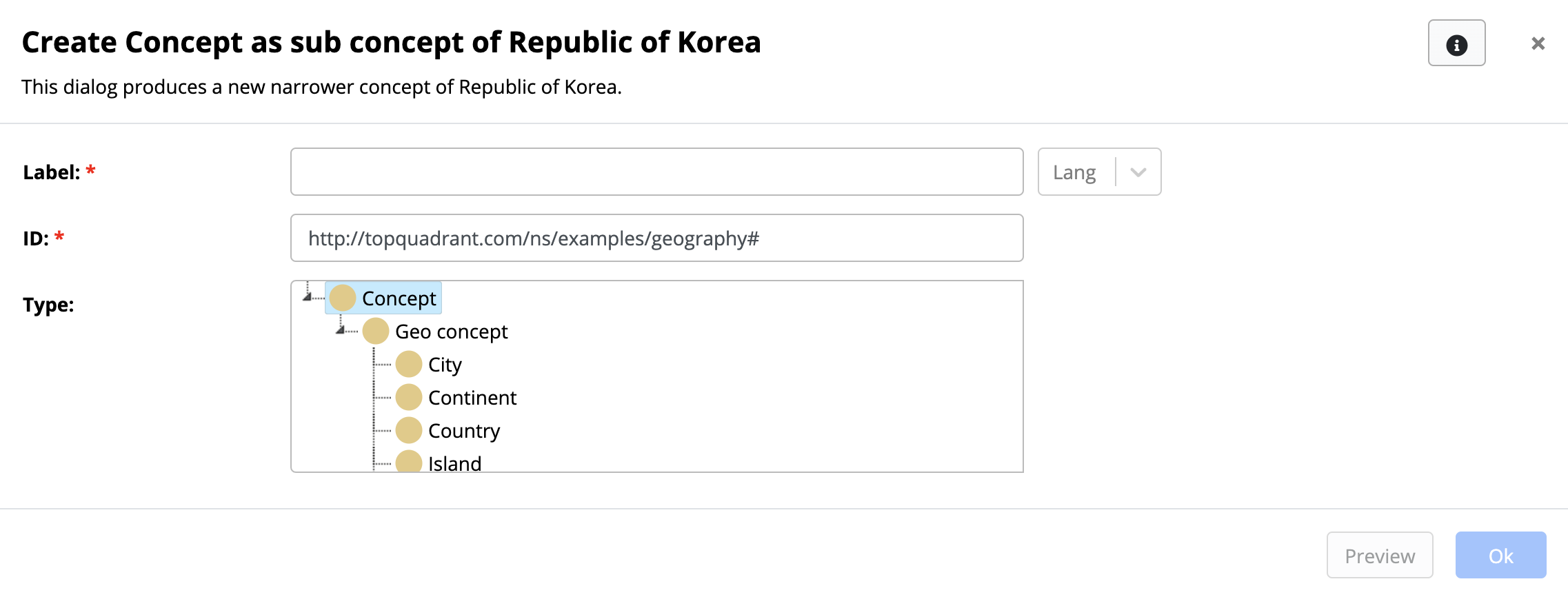 TopBraid EDG Create Subconcept Menu