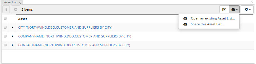 TopBraid EDG Asset List Options