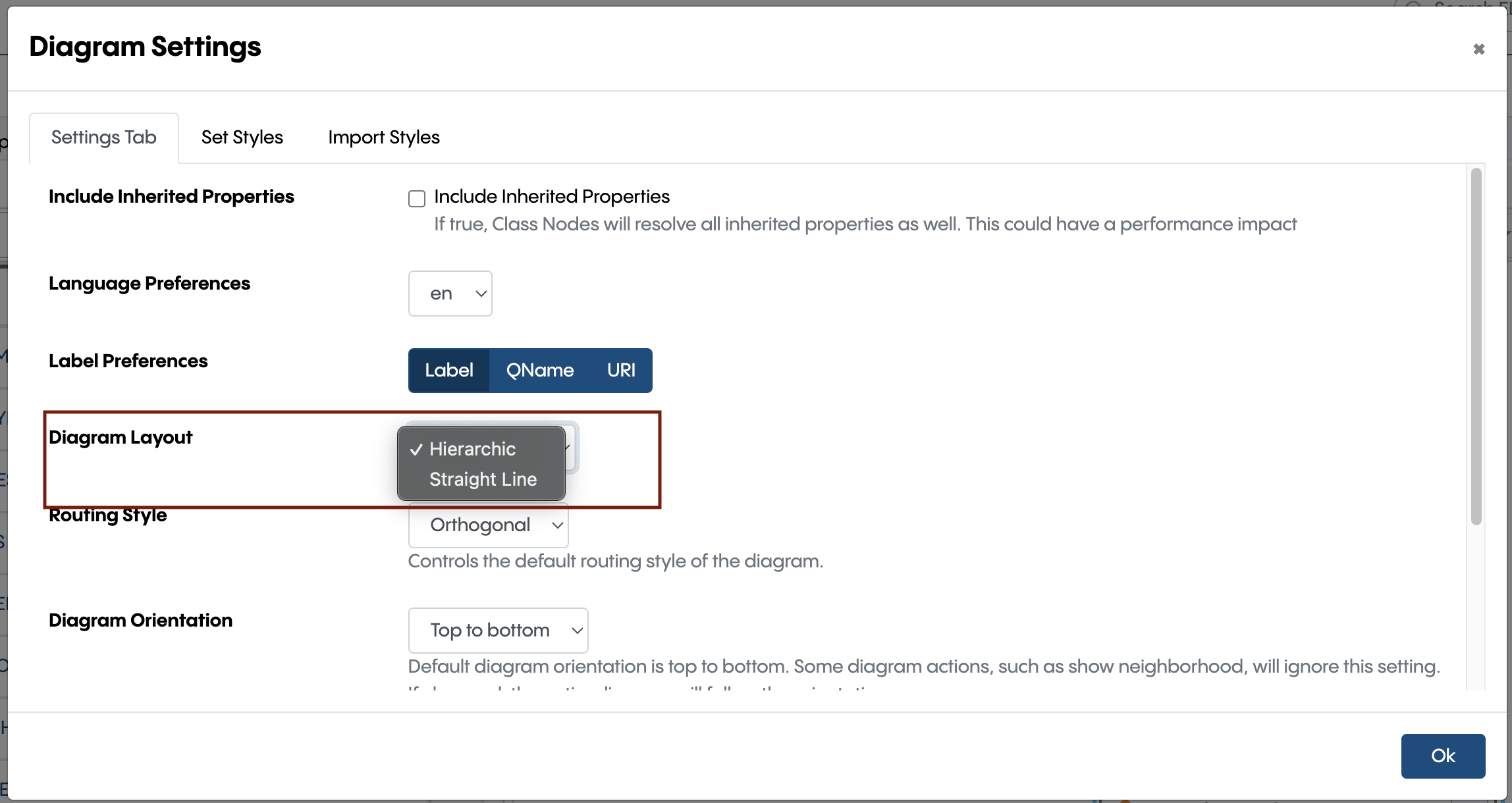 TopBraid EDG Diagram Layout Settings