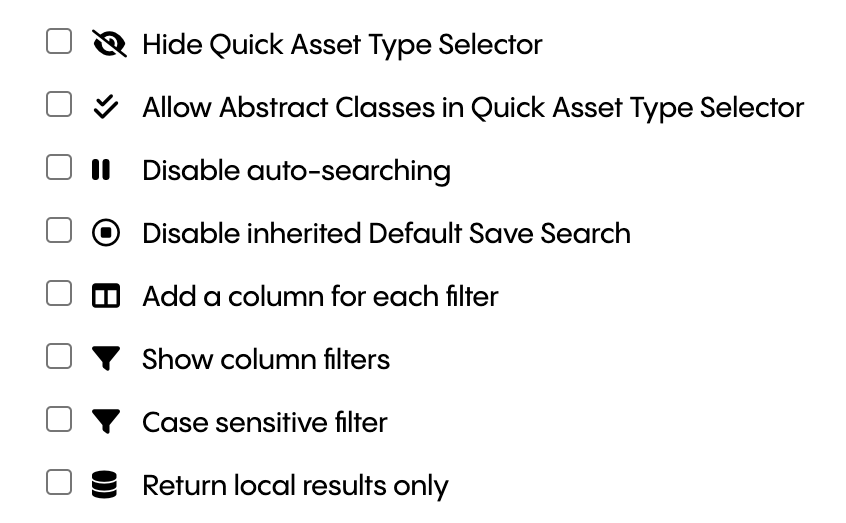 TopBraid EDG Settings for Search Panel