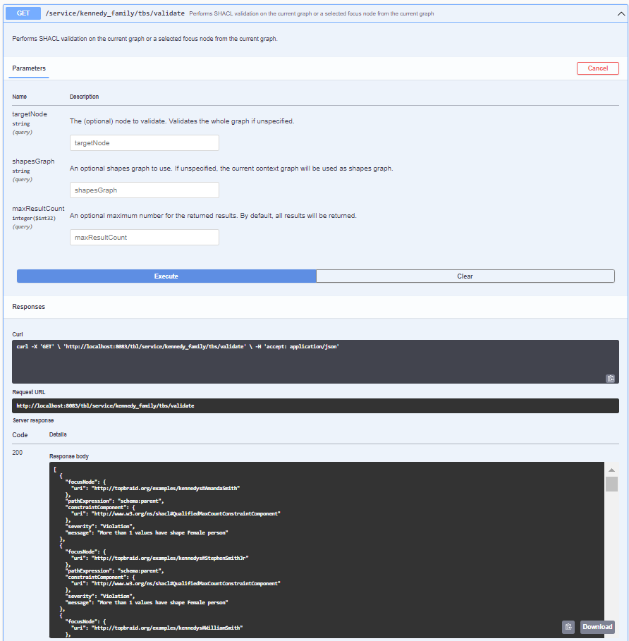 EDG Swagger validate TBS Web Service