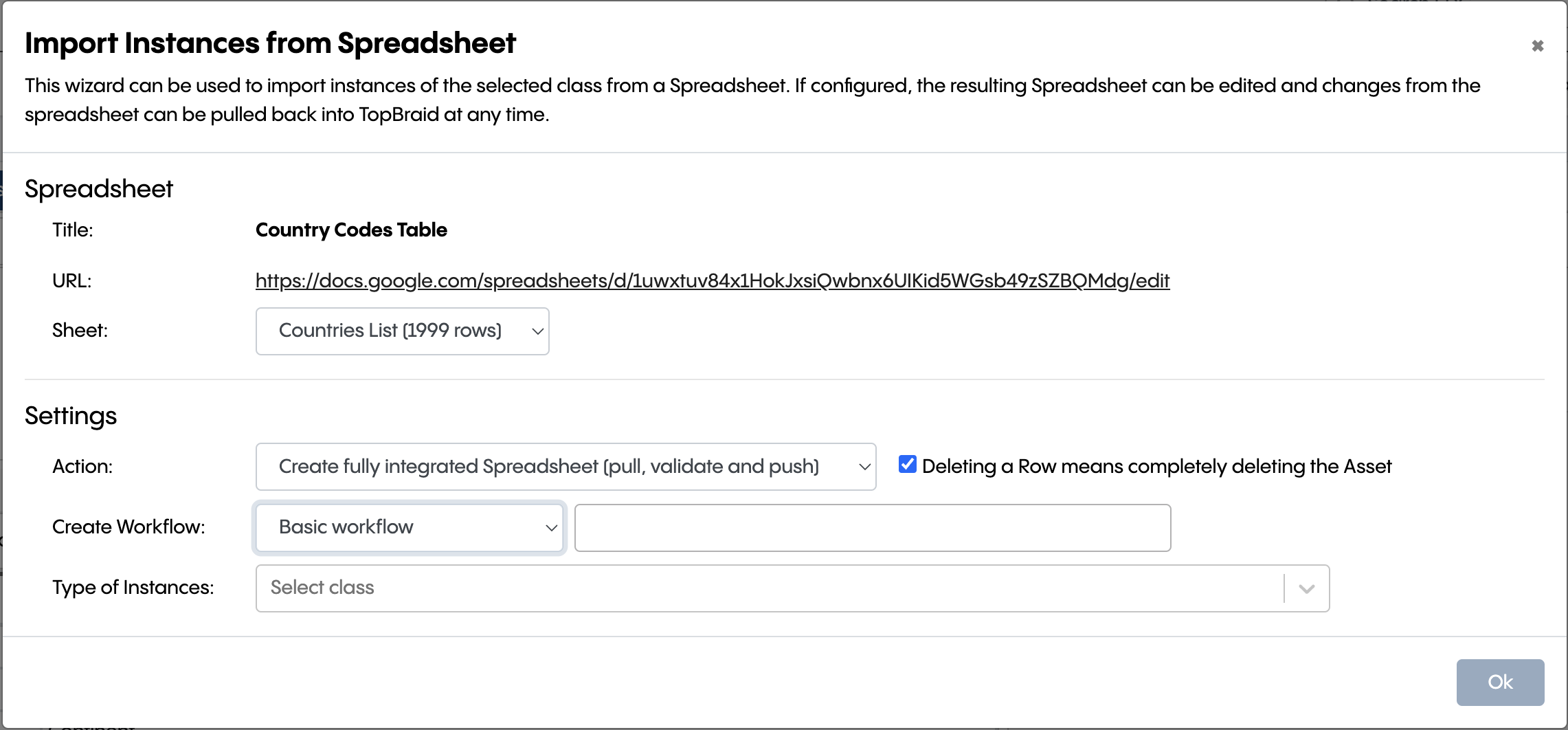 Import instances from spreadsheet 2