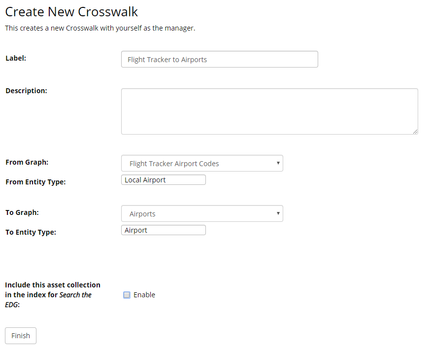 TopBraid EDG Create New Crosswalk Form