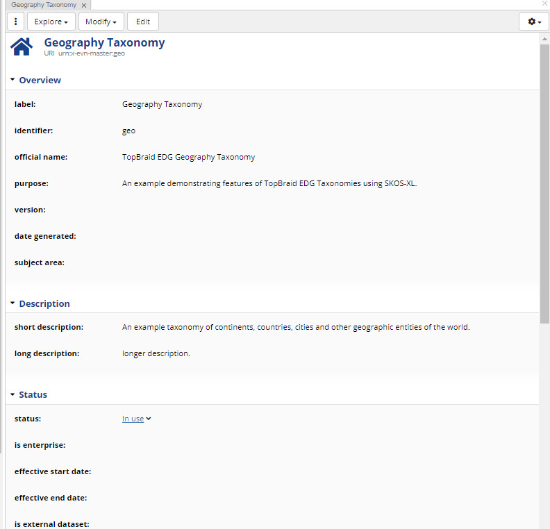 TopBraid EDG Geography Taxonomy Page