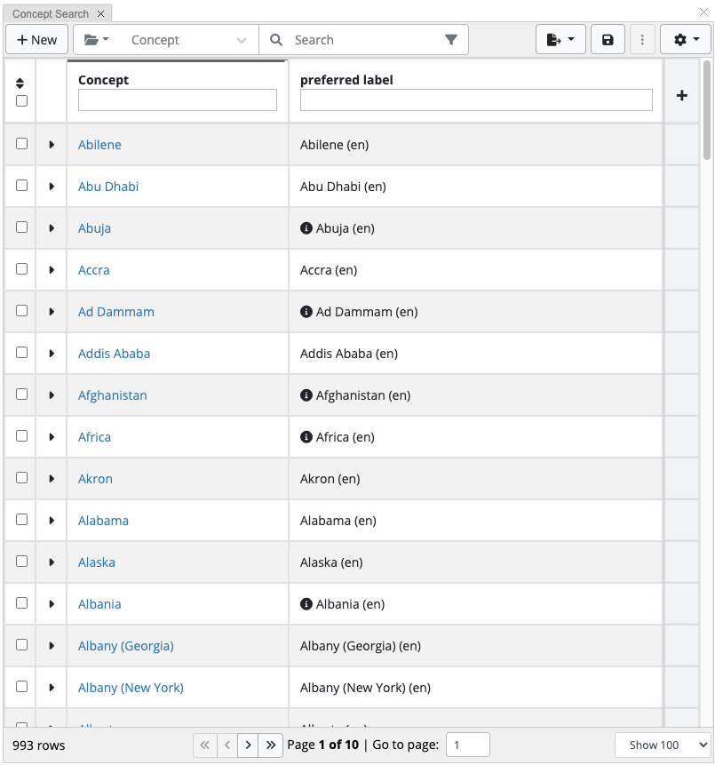 TopBraid EDG Search Panel