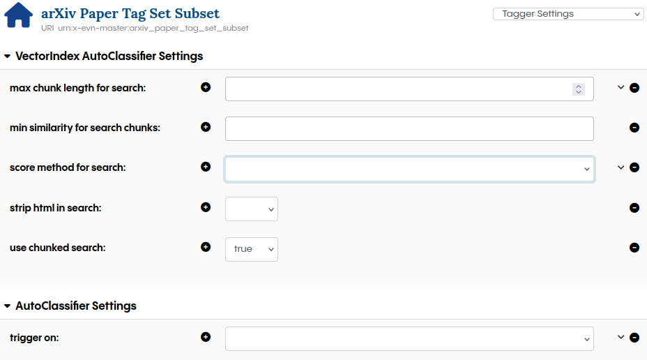 TopBraid EDG Tagger Settings fields