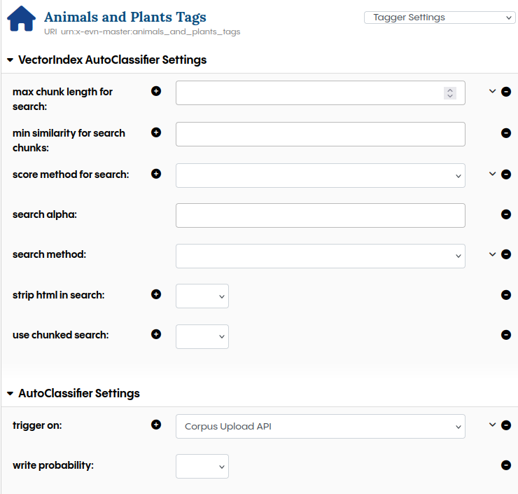 TopBraid EDG Tagger Settings fields