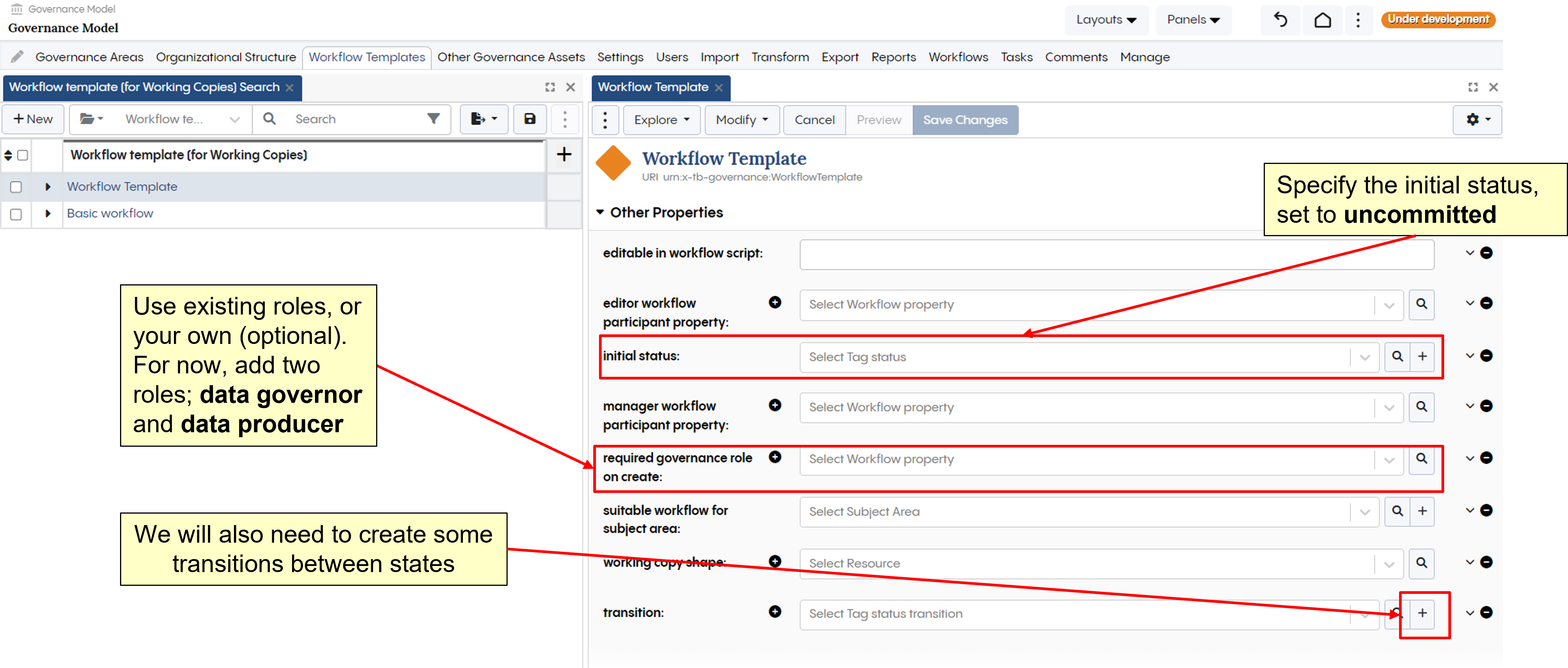 Create a workflow template instance