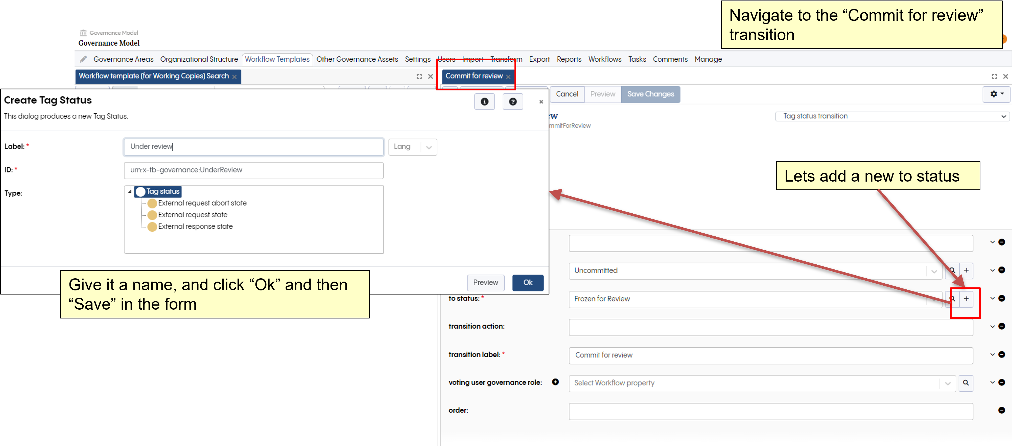 Workflow template with transitions