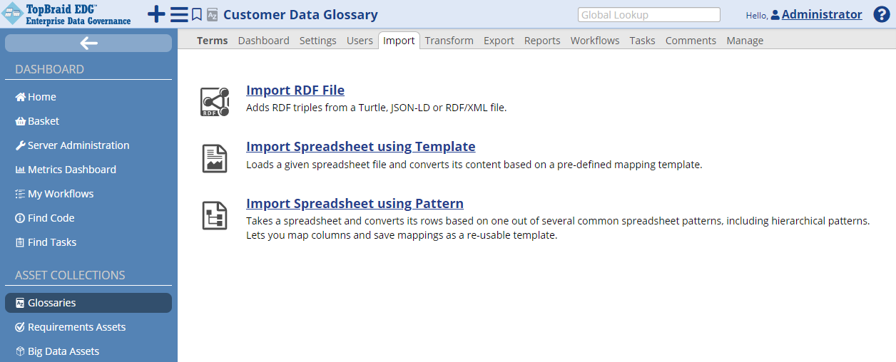 TopBraid EDG Import Glossary
