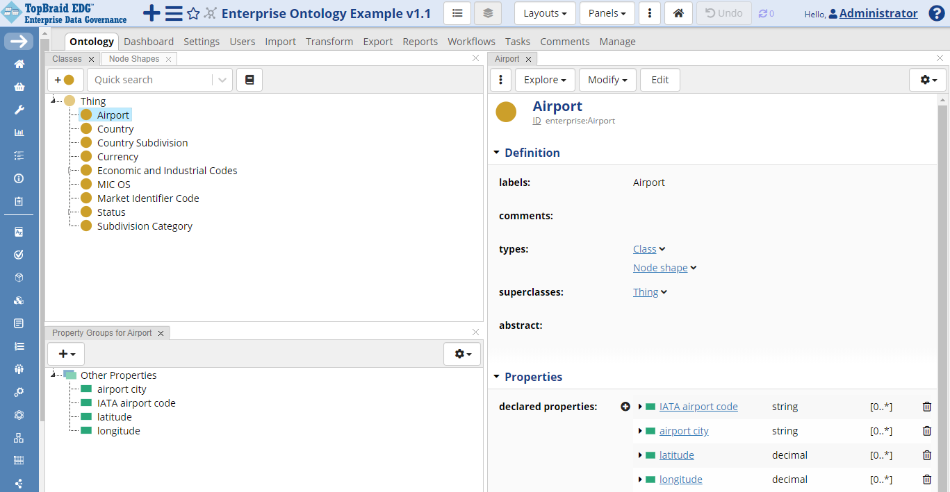 TopBraid EDG Ontology Airport Attritubes