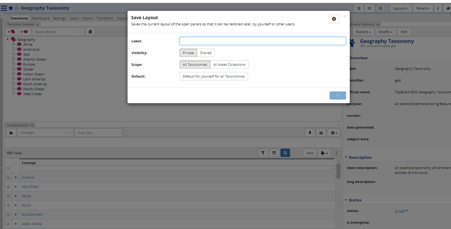 TopBraid EDG Save Layout Dialog Box