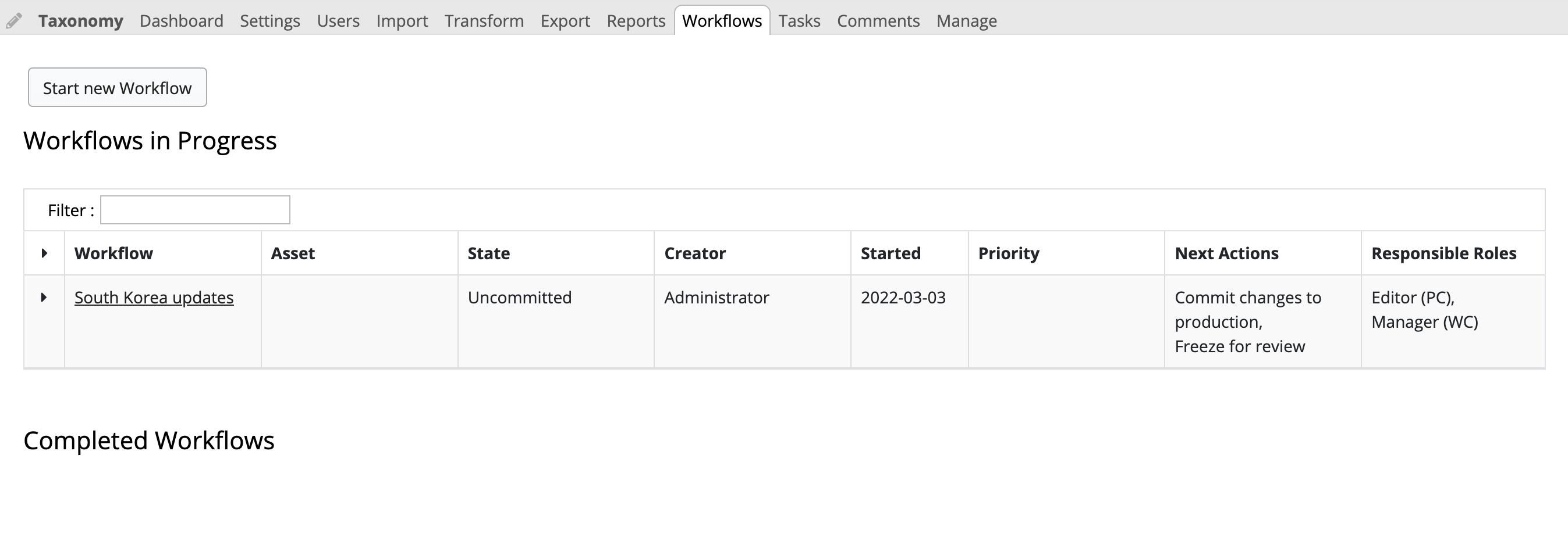 TopBraid EDG Workflows in Progress View