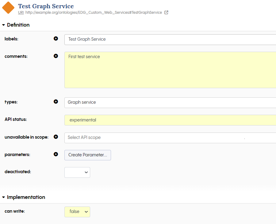 Configuring a graph service instance